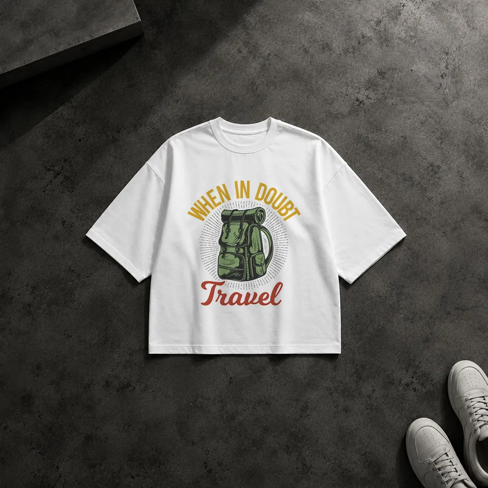 تیشرت باکسی سفر طرح When in Doubt Travel کد 7970