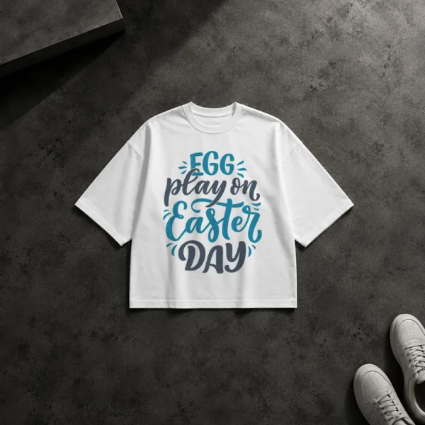 تیشرت باکسی عید پاک طرح Egg Play on Easter Day کد 8126