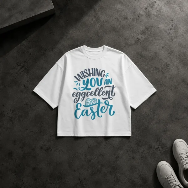تیشرت باکسی عید پاک طرح Wishing You an Eggcellent Easter کد 8129