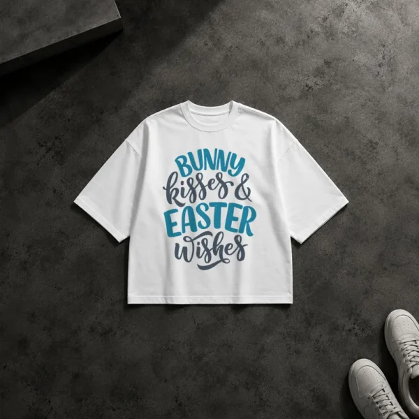 تیشرت باکسی عید پاک طرح Bunny Kisses & Easter Wishes کد 8133