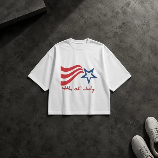 تیشرت باکسی چهارم جولای طرح 4th of July کد 8228