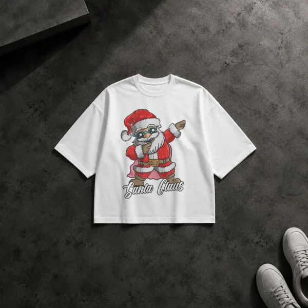 تیشرت باکسی بابانوئل کارتونی طرح Santa Claus کد 8276