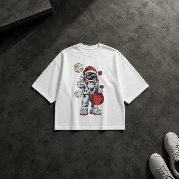 تیشرت باکسی فضانورد کریسمسی طرح Santa Astronaut کد 8277