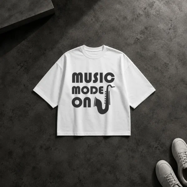 تیشرت باکسی موسیقی طرح Music Mode On کد 8452