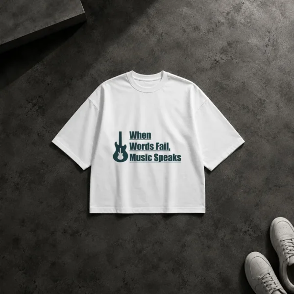تیشرت باکسی موسیقی طرح When Words Fail Music Speaks کد 8475