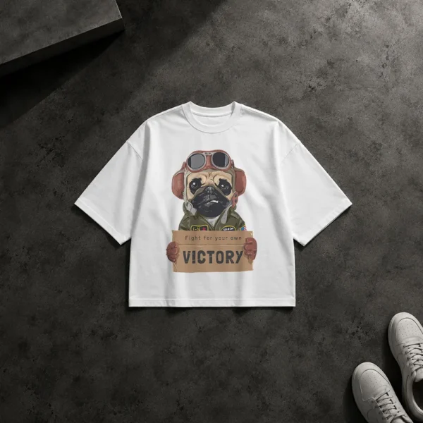 تیشرت باکسی سگ پاگ خلبان طرح Victory کد 8888