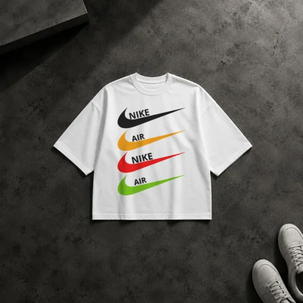 تیشرت باکسی نایکی طرح لوگوهای رنگی ایر (Nike Air)