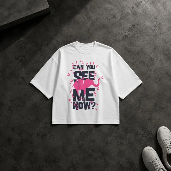 تیشرت باکسی تایپوگرافی Can You See Me Now کد 9057