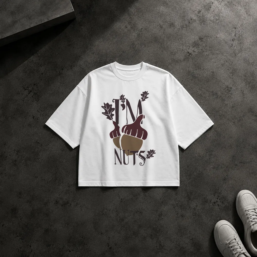 تیشرت باکسی بلوط طرح I’m Nuts کد 9062