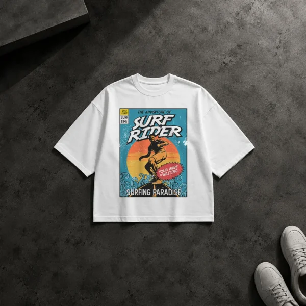 تیشرت باکسی کمیک طرح موج‌سواری (Surf Rider) کد 9131