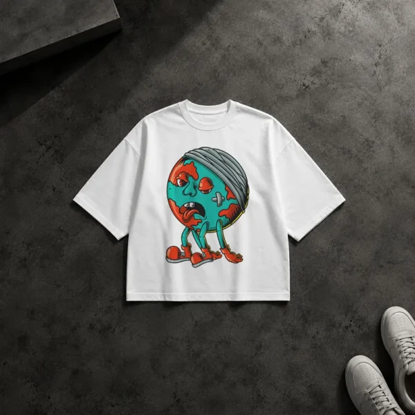 تیشرت باکسی طرح کره زمین خشمگین کارتونی کد 9261