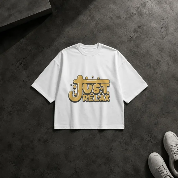 تیشرت باکسی نوشته Just Relax کد 9464