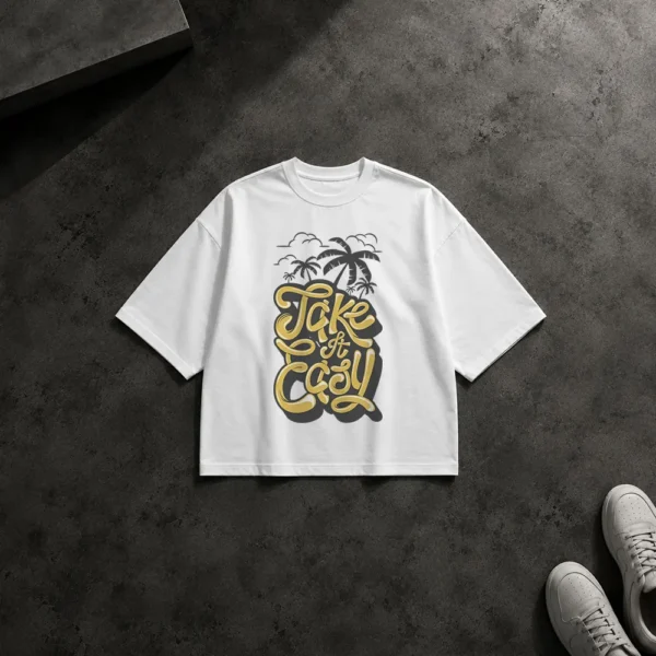 تیشرت باکسی تابستانی طرح Take It Easy کد 9471