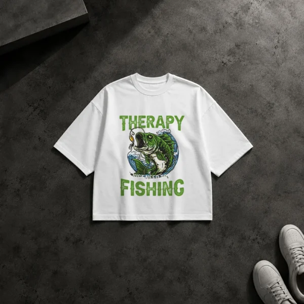 تیشرت باکسی ماهیگیری طرح Therapy Fishing کد 9570