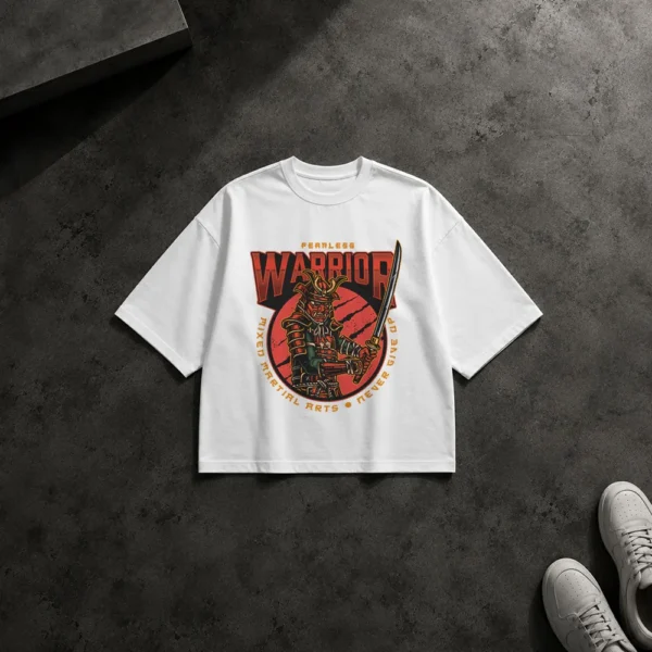 تیشرت باکسی سامورایی طرح Fearless Warrior کد 9690