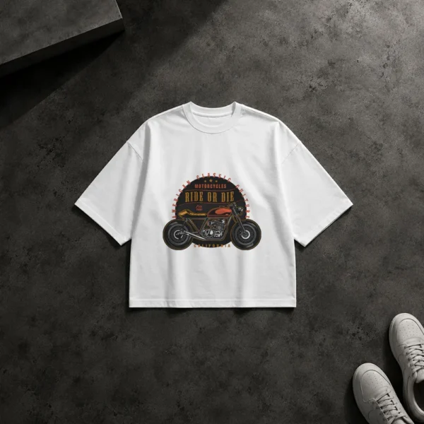 تیشرت باکسی موتورسیکلت طرح Ride or Die کد 9702