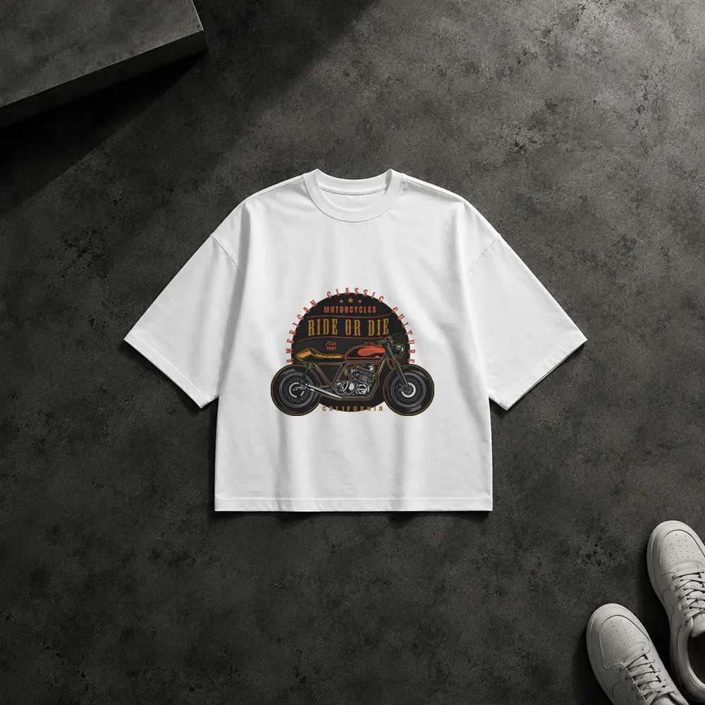 تیشرت باکسی موتورسیکلت طرح Ride or Die کد 9702