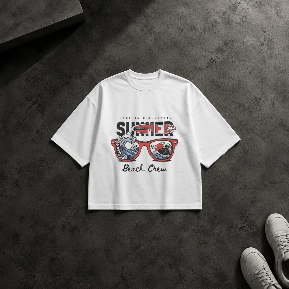 تیشرت باکسی تابستانی طرح Beach Crew کد 9891