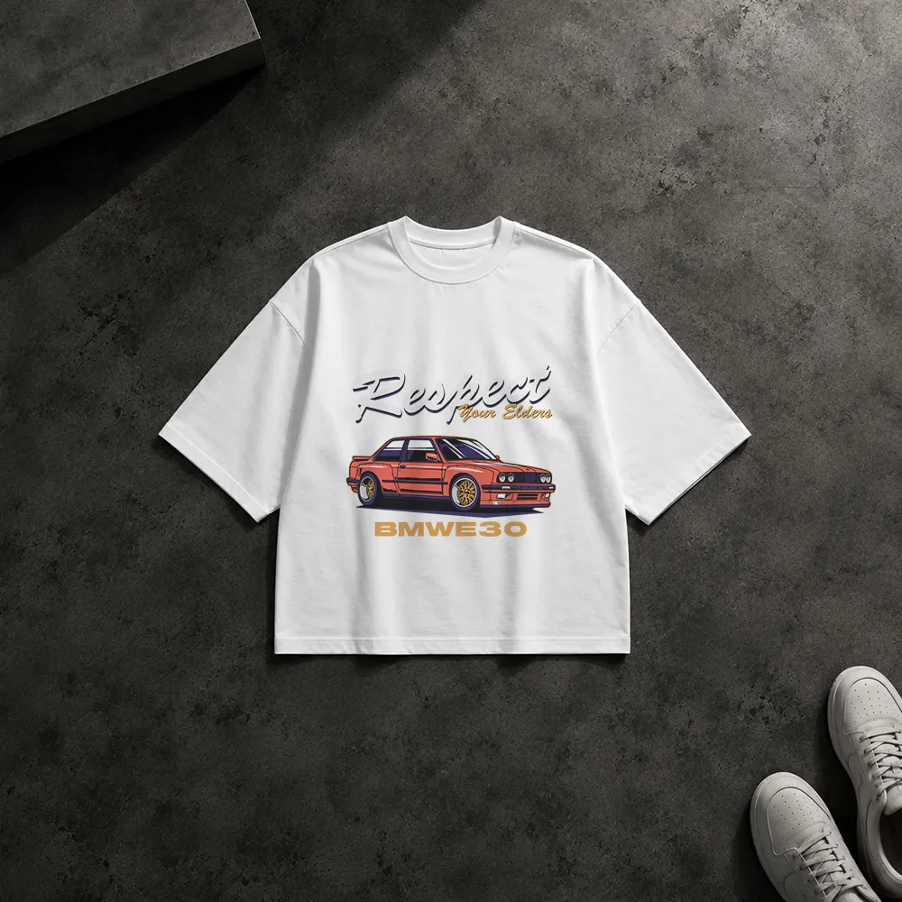 تیشرت باکسی بی‌ام‌و E30 طرح Respect Your Elders