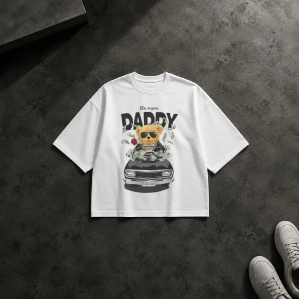 تیشرت باکسی خرس تدی گنگستر طرح Sugar Daddy کد 9942