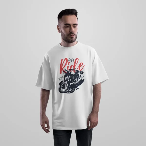 تیشرت اورسایز موتورسواری طرح Let’s Ride وینتیج کد 10077