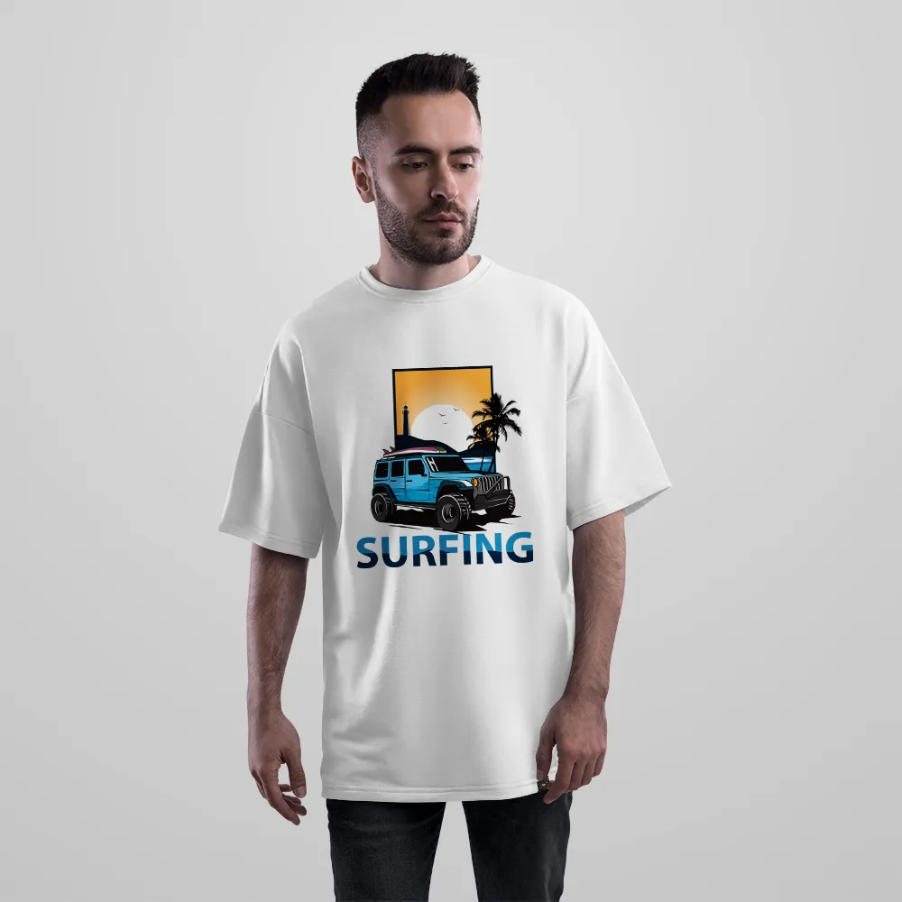 تیشرت اورسایز ماشین طرح Surfing کد 10702