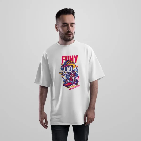 تیشرت اورسایز جمجمه کارتونی طرح Funny Skull کد 11749