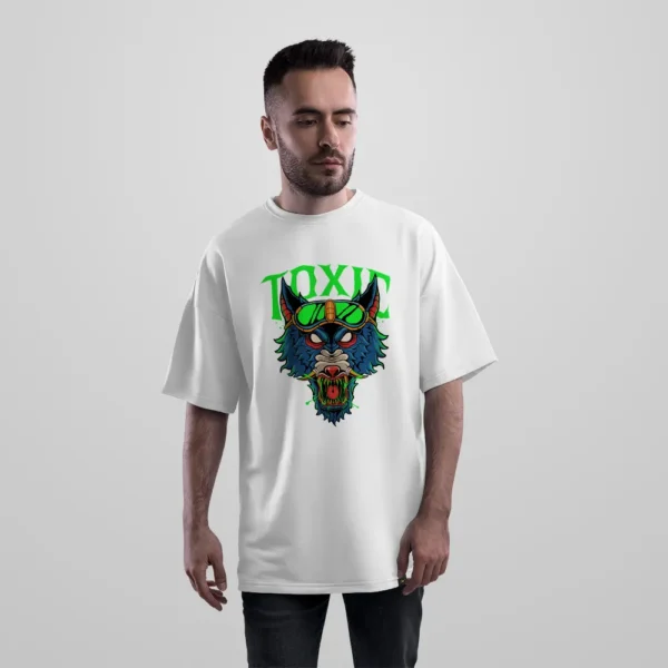 تیشرت اورسایز گربه سامورایی طرح Toxic کد 11788