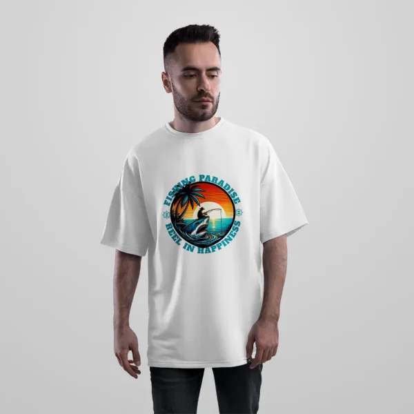 تیشرت اورسایز ماهیگیری طرح بهشت ماهیگیری Fishing Paradise کد 12427