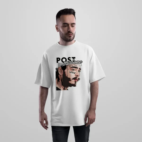 تیشرت اورسایز پست مالون طرح پرتره مجله‌ای (Post Malone)