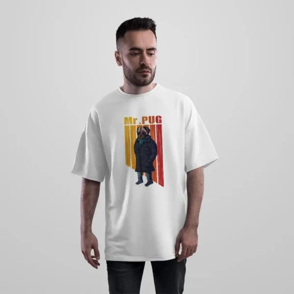تیشرت اورسایز سگ طرح پاگ کت‌وشلوار Mr. Pug کد 16661