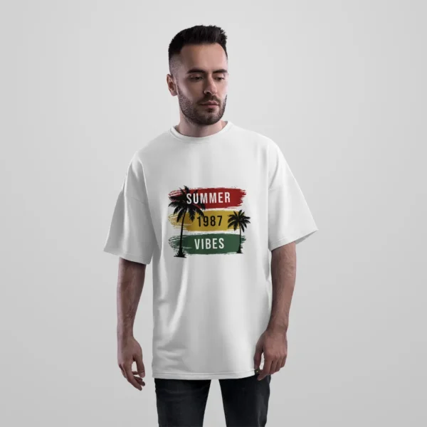تیشرت اورسایز طرح نخل Summer 1987 Vibes کد 16697