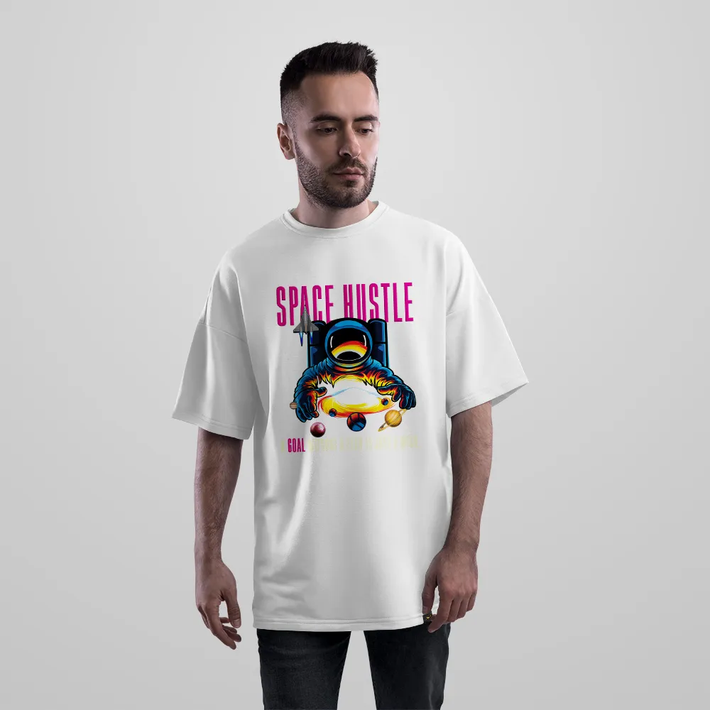 تیشرت اورسایز فضانورد طرح رنگارنگ Space Hustle