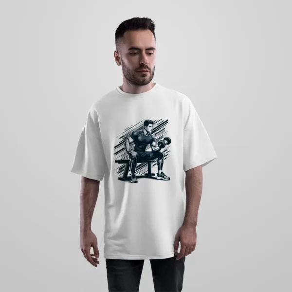 تیشرت اورسایز بدنسازی طرح اسکچ دمبل کد 20215