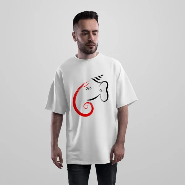 تیشرت اورسایز طرح گنشا خطی قرمز کد 20744