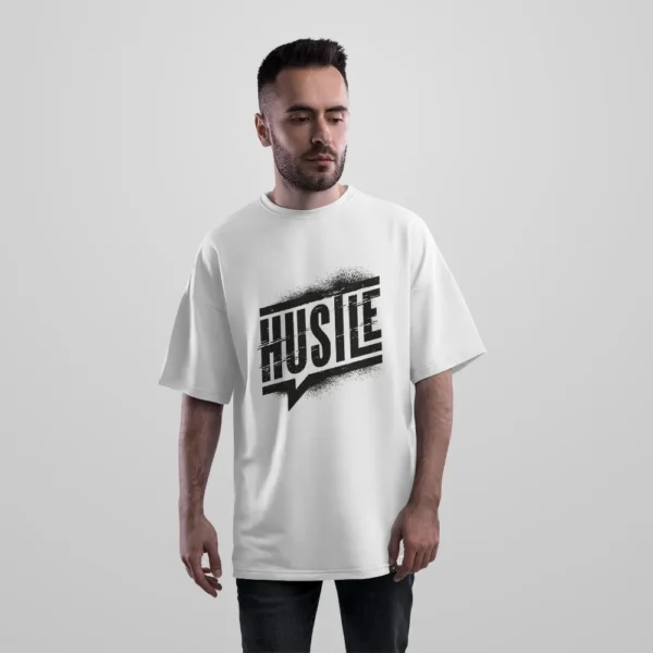 تیشرت اورسایز تایپوگرافی Hustle اسپری کد 20764