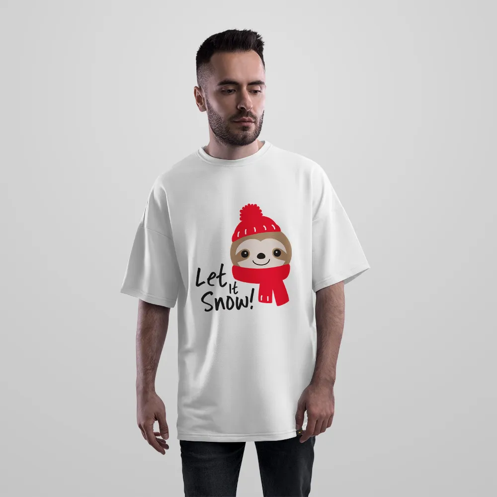 تیشرت اورسایز تنبل طرح Let it Snow کد 2098