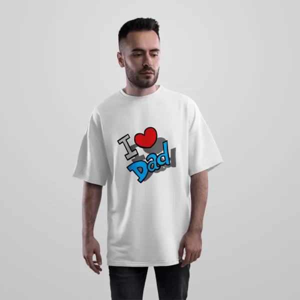 تیشرت اورسایز روز پدر طرح تایپوگرافی I Love Dad کد 2417