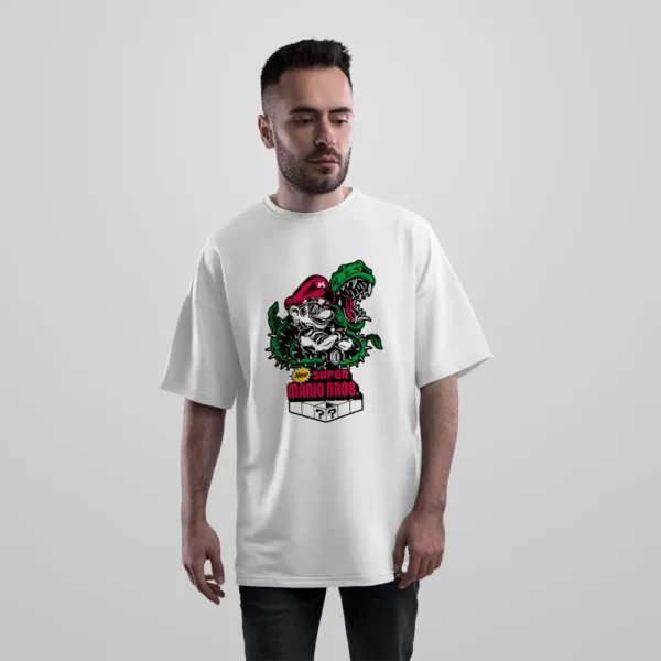 تیشرت اورسایز جمجمه قارچ‌خور سوپر ماریو طرح Super Mario Bros
