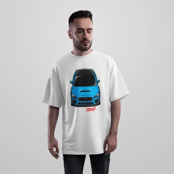 تیشرت اورسایز سوبارو WRX STI طرح خودروی آبی