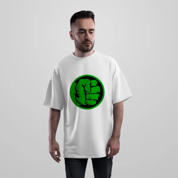 تیشرت اورسایز هالک طرح مشت سبز (Hulk)