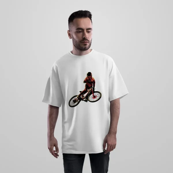 تیشرت اورسایز دوچرخه‌سواری BMX طرح پرش نمایشی کد 6071