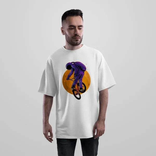 تیشرت اورسایز دوچرخه‌سواری BMX طرح فضانورد کد 6174
