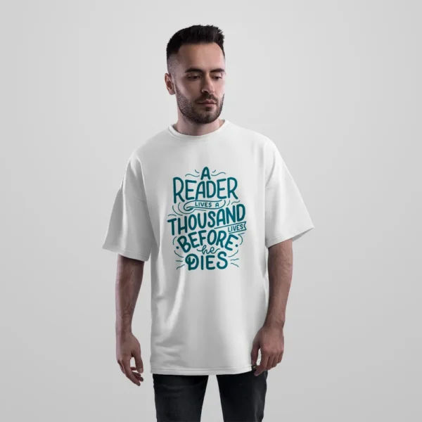 تیشرت اورسایز کتاب‌دوستی طرح A Reader Lives a Thousand Lives کد 8163