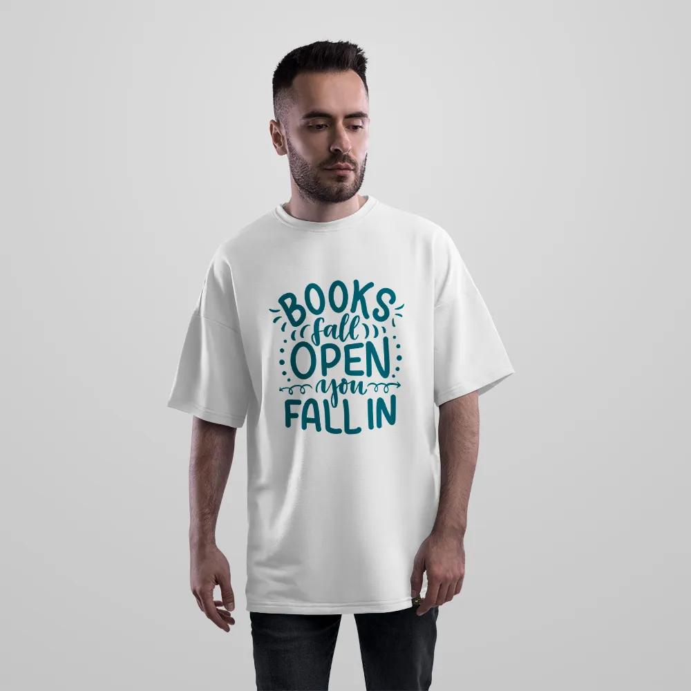 تیشرت اورسایز کتاب‌دوستی طرح Books Fall Open You Fall In کد 8165