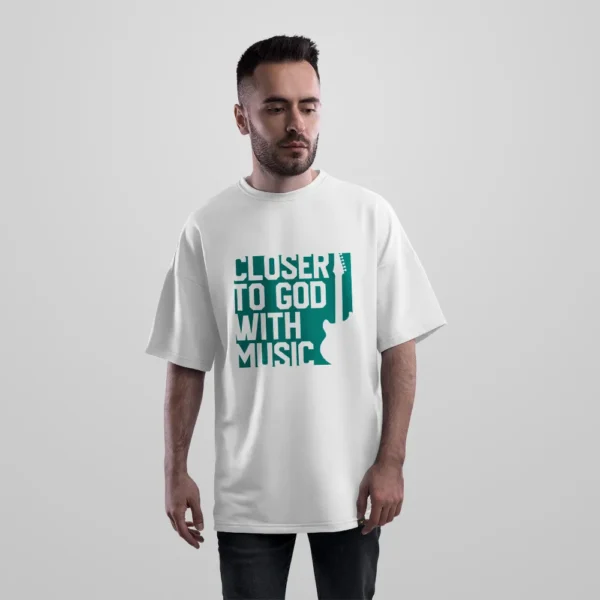تیشرت اورسایز موسیقی مذهبی طرح Closer to God With Music کد 8457