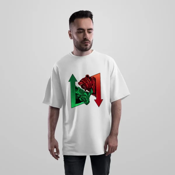 تیشرت اورسایز گاو و خرس بازار طرح صعود و نزول کد 8858