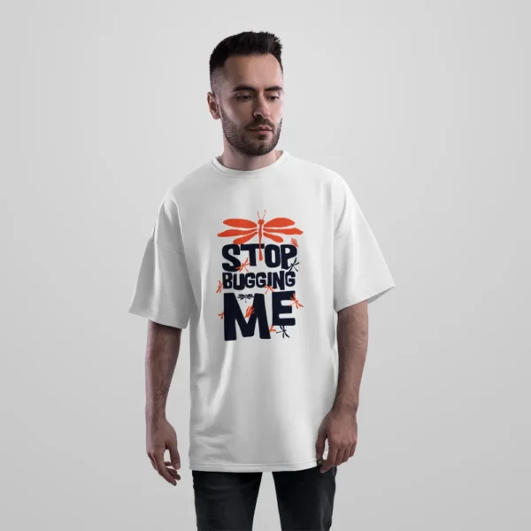 تیشرت اورسایز نوشته Stop Bugging Me طرح حشرات کد 9056