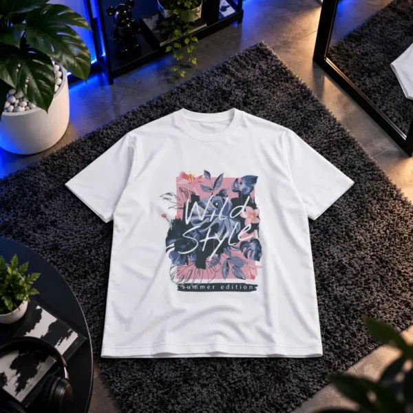 تیشرت تابستانی طرح Wild Style گل‌دار کد 10042