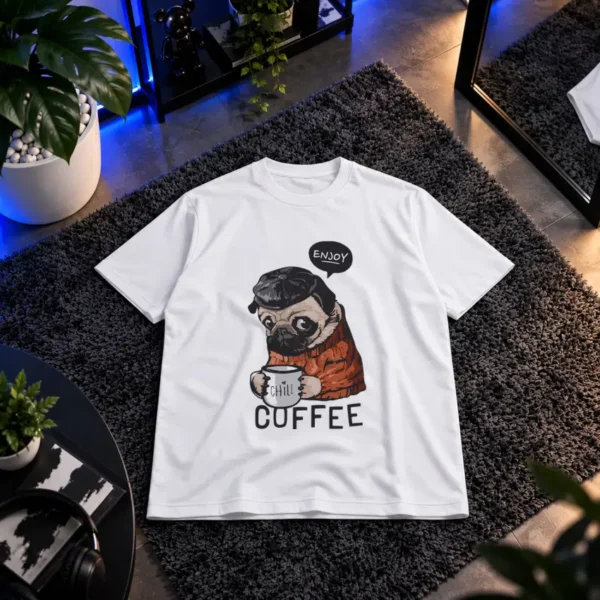 تیشرت سگ قهوه‌خور طرح Chill Coffee کد 10070